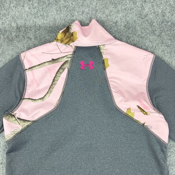 Under Armour Sweater‎ Womens Small Gray Power In Pink Camo Half Zip Pullover - Picture 9 of 16